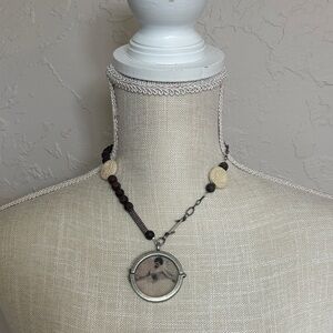 Handmade necklace with glass picture pendant